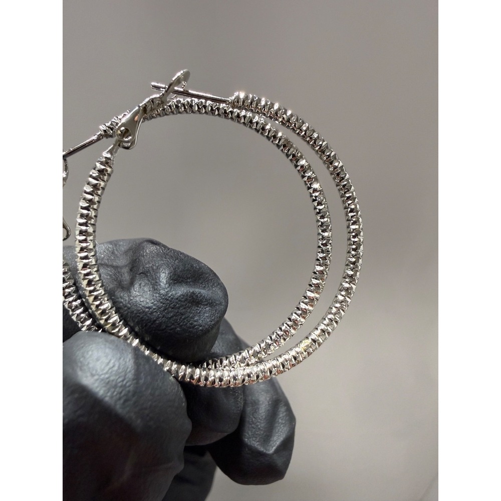 hoop earring silver filled tennis/box style